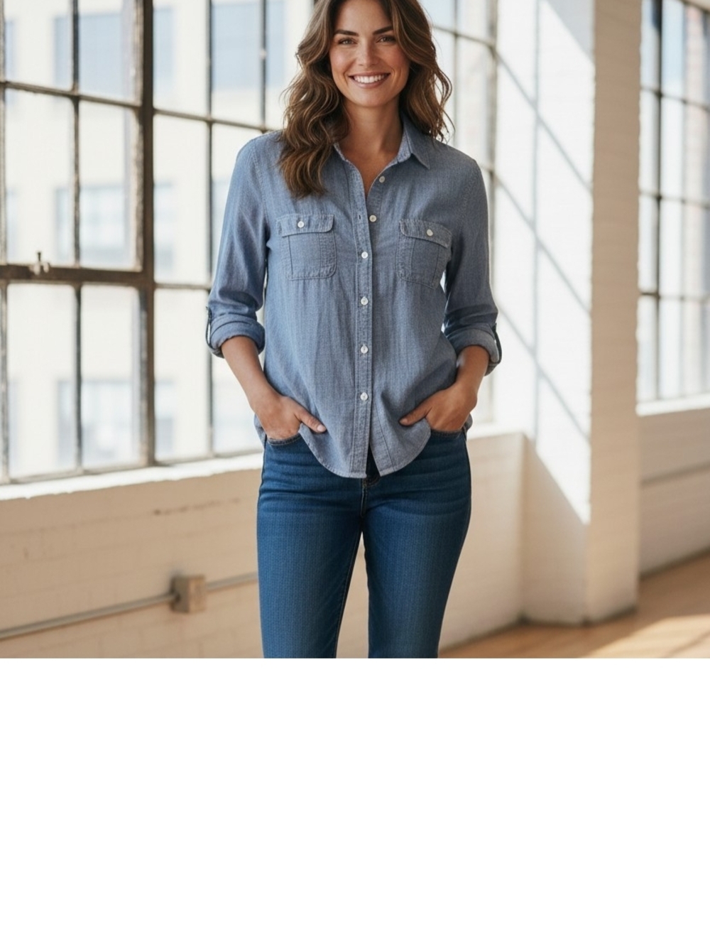 J.Crew Light Chambray Button-Down Shirt in Blue